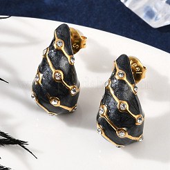 304 Stainless Steel Enamel Stud Earrings&nbsp;EJEW-F353-03G-01