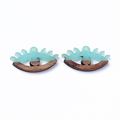 樹脂＆ウォールナットウッドペンダント  視線  ターコイズ  14x27x4mm  穴：2mm&nbsp;LS-RESI-N025-009A-B01