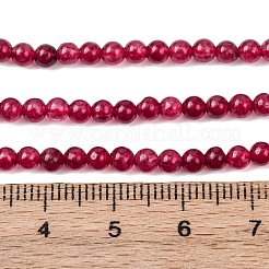 天然石ホワイトジェイドラウンドビーズ連売り  染め  暗赤色  3mm  穴：0.8mm  約110個/連  15~15.5インチ&nbsp;G-A130-3mm-F01