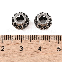 304ステンレススチールヨーロピアンビーズ  大穴ビーズ  ラウンド  アンティークシルバー  10x9mm  穴：4mm&nbsp;STAS-N106-04AS