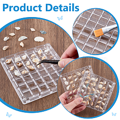 2Pcs 2 Styles Square Transparent Acrylic Shell Bead Containers with Magnetic Lid&nbsp;CON-WR0001-19