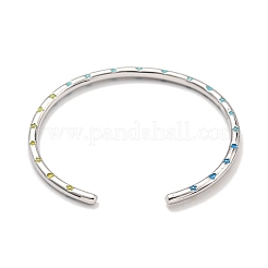 Brass Enamel Cuff Bangles for Women&nbsp;BJEW-G703-08A-P