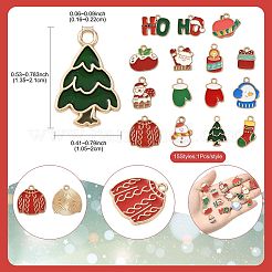 15個 15スタイル クリスマステーマ 合金エナメルペンダント  ゴールドカラー  混合図形  13.5~21x12~21x1.5mm  穴：1.6~2mm  1個/スタイル&nbsp;ENAM-FS0003-97