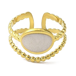 304 Stainless Steel Enamel Open Cuff Rings for Women&nbsp;RJEW-F166-46G-02