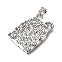 真鍮マイクロパヴェクリアキュービックジルコニアペンダント  服のチャーム  プラチナ  28x18x3mm  穴：4x3.5mm&nbsp;CU-CBA108A-10P