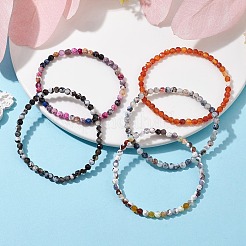 女性用染色天然ファイヤークラックルメノウビーズブレスレット  ストレッチブレスレット  ミックスカラー  内径：2~2-1/8インチ（5.2~5.4cm）&nbsp;BJEW-JB09993