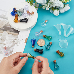 DIY ウィッシュボトルペンダントの作り方キット  ガラス瓶を含む  アイアンスクリューアイピンヒートンキャップ  プラスチック漏斗ホッパー  ミックスカラー  ボトル：17x27mm  内径：5.5mm  18個/袋&nbsp;DIY-FH0004-31