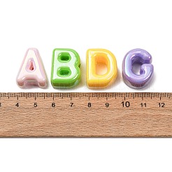 UVメッキ不透明アクリルヨーロピアンビーズ  大穴ビーズ  虹色の  文字L  ミックスカラー  22~23x12~27x12mm  穴：6mm&nbsp;AC-CBA7F73-01