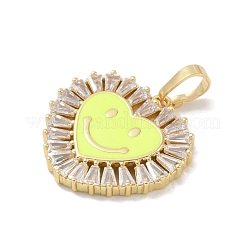 Rack Plating Brass Micro Pave Clear Cubic Zirconia Pendants&nbsp;KK-A224-15G-04