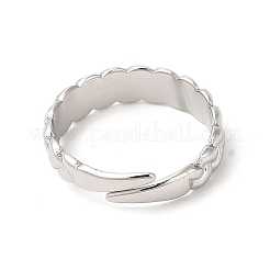 Non-Tarnish 304 Stainless Steel Twist Rope Shape Open Cuff Ring for Women&nbsp;RJEW-E063-31P