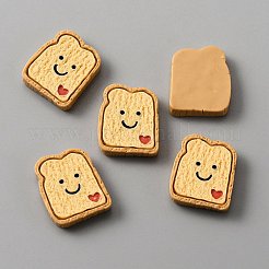 オペーク樹脂カボション  模造食品  パン  きいろ  笑顔の模様  21.5x18x4.5mm&nbsp;CRES-WH0010-035G