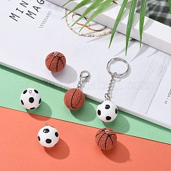 16個2色不透明樹脂ペンダント  プラチナトーンのアイアンループ付き  バスケットボール&フットボール/サッカーボール  ミックスカラー  26~28x22mm  穴：2mm  8個/カラー  16個/箱&nbsp;RESI-LS0001-03P