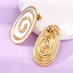 304ステンレススチール製オーバルスタッドピアス  エナメル  ゴールドカラー  35.5x19.5mm&nbsp;EJEW-A136-04G