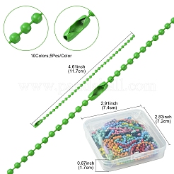50色スプレー塗装鉄ボールチェーン10個  タグチェーン  ミックスカラー  117x2.5mm  2個/カラー&nbsp;CH-FS0001-02
