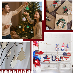 40Pcs 2 Styles Christmas Theme Wood Hanging Wall Decorations&nbsp;HJEW-PH0001-88