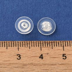 長持ちするメッキ真鍮シリコン製ピアスキャッチ  銀  7.7x3.7mm  穴：0.6mm&nbsp;KK-K381-04S