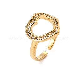 304 Stainless Steel Rhinestone Cuff Open Rings for Women&nbsp;RB-CBA2039-04G
