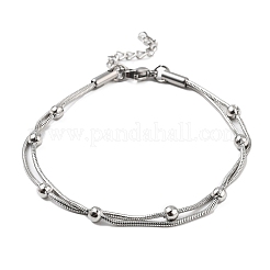 304 Stainless Steel Satellite Chains Multi-strand Bracelets for Men Women&nbsp;BJEW-Q038-11P