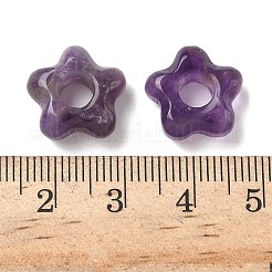 天然アメジストヨーロピアンビーズ  花大きな穴ビーズ  14~15x14~15x5.5~6mm  穴：5mm&nbsp;G-C252-02G