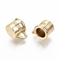 真鍮製チャーム  ニッケルフリー  カフェのカップ  18KGP本金メッキ  6.5x10x7mm  穴：1x2mm&nbsp;X-KK-S360-030-NF