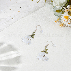 1 Pair 925 Sterling Silver Flower Dangle Earrings&nbsp;EJEW-LP0007-095
