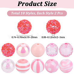 DIYラウンドビーズファインディングキット  アクリルビーズ入り  樹脂ビーズ  ピンク  19~20x18~20mm  穴：2~3mm&nbsp;DIY-PA0001-36C