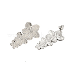 女性用304ステンレススチールフラワースタッドピアス  ステンレス鋼色  43.5x22.5mm&nbsp;EJEW-U020-17P