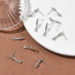 シェグレース 真鍮 マイクロパヴェ キュービックジルコニア スタッド ダングルピアス  スター  鉛フリー＆カドミウムフリー＆ニッケルフリー  プラチナメッキ  19x4mm&nbsp;XGRQ4N650-723P