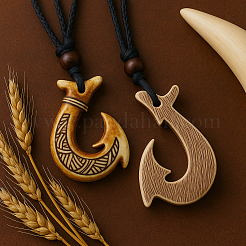 3Pcs 3 Styles Resin Fishhook Horn with Shark&nbsp;NJEW-HY0001-08A