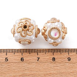 手作り樹脂インドネシアラウンドビーズ  合金パーツ  ラウンド  ホワイト  19x16.5mm  穴：2mm&nbsp;IPDL-P005-25KCG-04