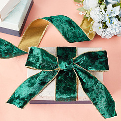 Polyester Velvet Wired Ribbon&nbsp;SRIB-WH0072-04B
