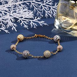 Rack Plating Brass Cubic Zirconia Beads&nbsp;ZIRC-NB0001-28