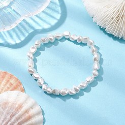 Electroplated Nuggets Shell Pearl Beaded Stretch Bracelets for Women&nbsp;BJEW-JB10710
