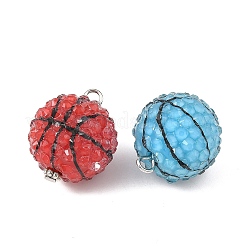 不透明合金アクリルパーツ  ラウンドチャーム  アンティークシルバー  ミックスカラー  23x19.5mm  穴：2.5mm&nbsp;PALLOY-JF06019