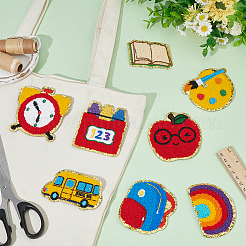 学校用品 刺繍風布 アイロン接着/縫い付けパッチ 8個  アップリケ  バッジ  洋服用  ドレス  帽子  ジーンズ  DIYの装飾  混合図形  ミックスカラー  48~80x68~84x2.5mm&nbsp;PATC-WR0001-23