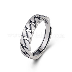 925 Sterling Silver Chunky Curb Chains Adjustable Rings for Women&nbsp;FS-WG946EA-01