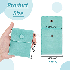 ベルベットのバッグ  鉄のスナップボタン付き  ジュエリーポーチバッグ  ギフトバッグ  ダークシーグリーン  9.5x7.5cm&nbsp;TP-WH0005-01C