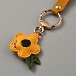 合成皮革ペンダント装飾  合金の留め金付き  バッグの飾りに  花  オレンジ  165mm&nbsp;KEYC-SZC0009-001B
