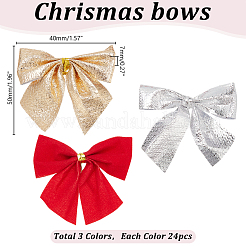 6セット3色のポリエステル製蝶結び飾り  クリスマスツリーやギフトボックスの装飾に使える鉄製のツイストタイ付き  ミックスカラー  40x50x7mm  2セット/カラー&nbsp;AJEW-HY0001-83