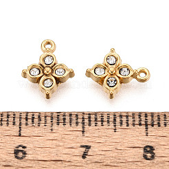 304ステンレススチールラインストーンチャーム  花のチャーム  PVD真空メッキ  18KGP本金メッキ  10.5x8.5x2.5mm  穴：0.9mm&nbsp;STAS-N110-41G