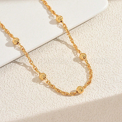 Brass Round Beads Rope Chain Long Necklaces for Women&nbsp;OZ5698