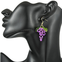Grape Weave Glass Seed Beads Dangle Earrings&nbsp;EJEW-MZ00731