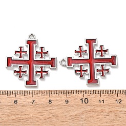 合金エナメルチャーム  エルサレム十字架のチャーム  プラチナ  35x31x2mm  穴：2mm&nbsp;ENAM-K084-01P
