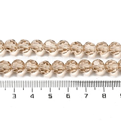 透明ガラスビーズ  ファセット（32ファセット）  ラウンド  バリーウッド  8mm  穴：1mm  約65~67個/連  49~50cm&nbsp;EGLA-A035-T8mm-D22