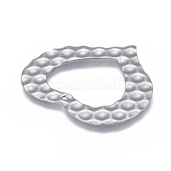 変色しない304ステンレススチール中空ペンダント  テクスチャ  ハート  ステンレス鋼色  33x37.5x1mm  穴：1.2mm&nbsp;LS-STAS-F249-06P