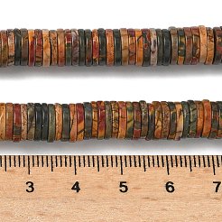 天然多色碧玉/ピカソストーン/ピカソ碧玉ビーズ連売り  ディスク  ヒシビーズ  8x1~1.5mm  穴：1.2mm  約304個/連  15.16''（38.5センチメートル）&nbsp;G-G329-B03-8x1mm