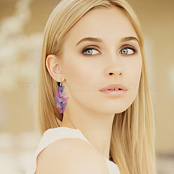 4 Pairs 4 Colors Brass Butterfly Dangle Earrings&nbsp;EJEW-AN0003-80