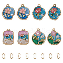 8Pcs Alloy Enamel and ABS Imitation Pearl Pendants&nbsp;ENAM-TA0004-20