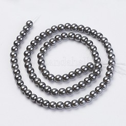 環境に優しいガラスパールビーズ連売り  グレードA  ラウンド  染め  コットンコードねじ切り  グレー  8mm  穴：1.2~1.5mm  約52個/連  15.7インチ&nbsp;HY-A008-8mm-RB053