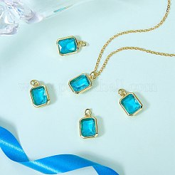 5Pcs Rectangle Brass Micro Pave Cubic Zirconia Charms&nbsp;KK-SZ0007-08
